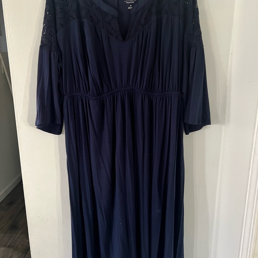Maternity Navy Dress with lace detail
